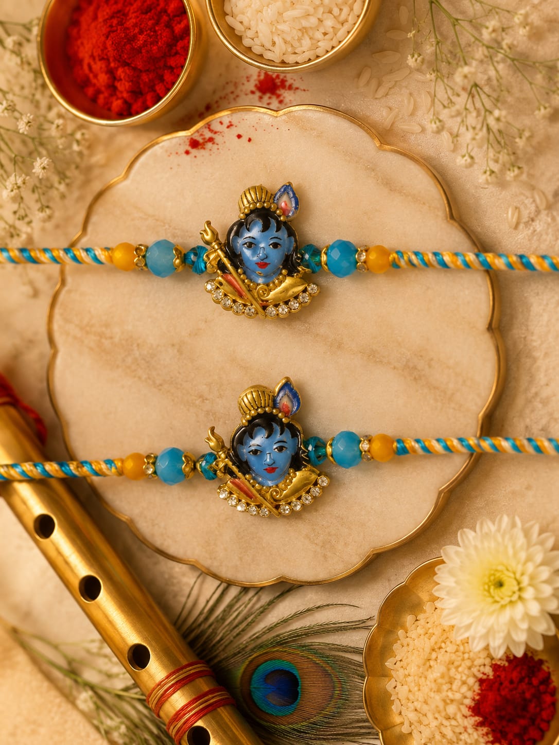 Exclusive Krishna Rakhi with AD Stone Work